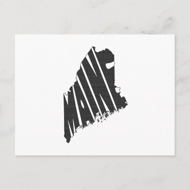 Maine Staat Name Word Art Black Postkarte (Vorderseite)