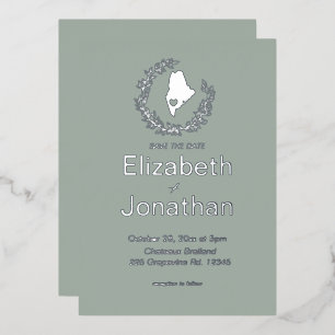 Maine Staat Silhouette Einfache Hochzeit in Urlaub Folieneinladung