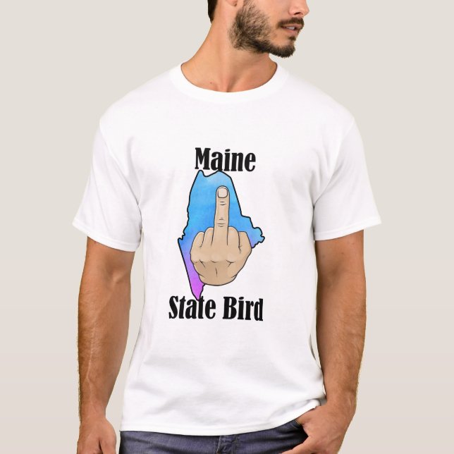 Maine Staat Vogel T - Shirt Mittelfinger Farbe (Vorderseite)