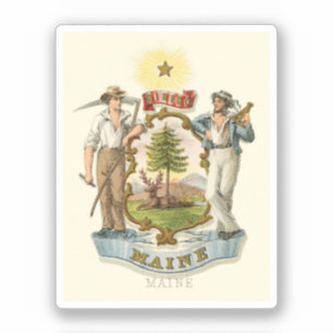 Maine Staat Wappen (Vintag 1870er Jahre) Aufkleber