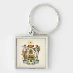 Maine Staat Wappen (Vintag 1870er Jahre) Schlüsselanhänger