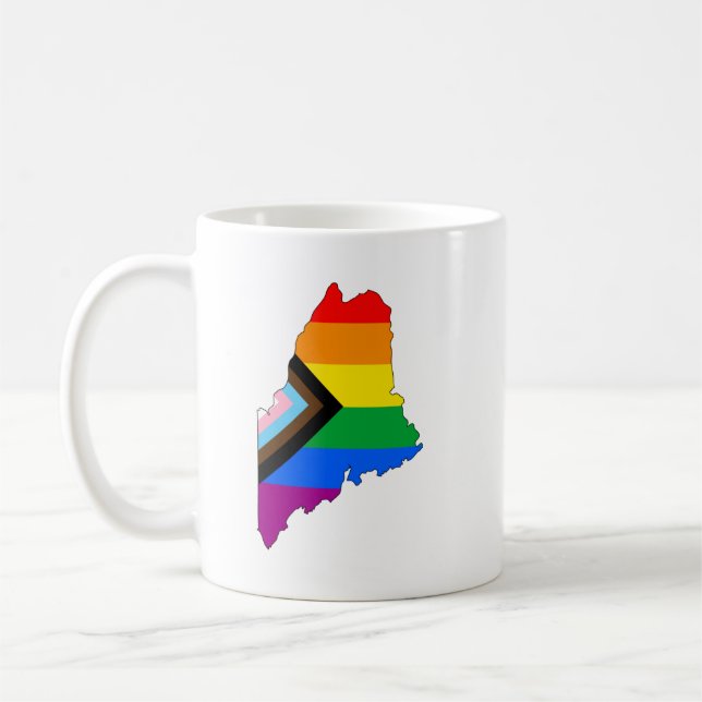 Maine Staatsstolz LGBTQ-Fortschrittsstolz Kaffeetasse (Links)