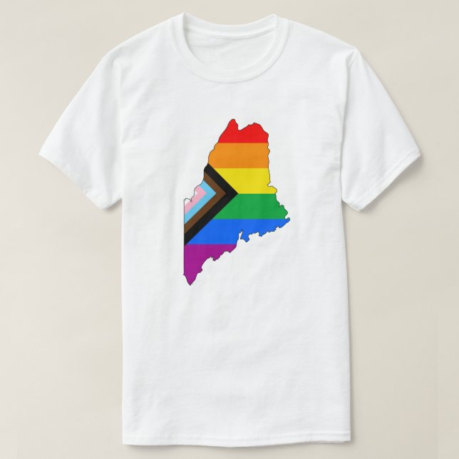 Maine Staatsstolz LGBTQ-Fortschrittsstolz T-Shirt (Design vorne)