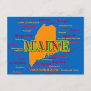 Maine Staatsstolz Map Silhouette Postkarte