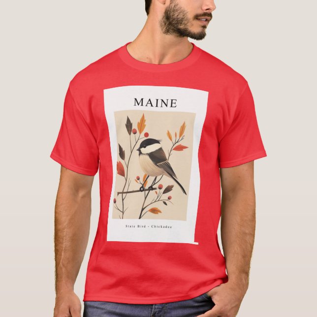 MAINE State Bird Chickadee T-Shirt (Vorderseite)