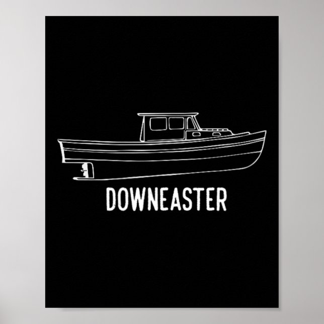 Maine State Downeaster-Hummerfischerboot-T-Shirt Poster (Vorne)
