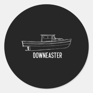 Maine State Downeaster-Hummerfischerboot-T-Shirt Runder Aufkleber