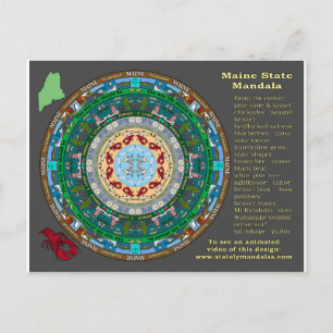 Maine State Mandala Postcard Postkarte