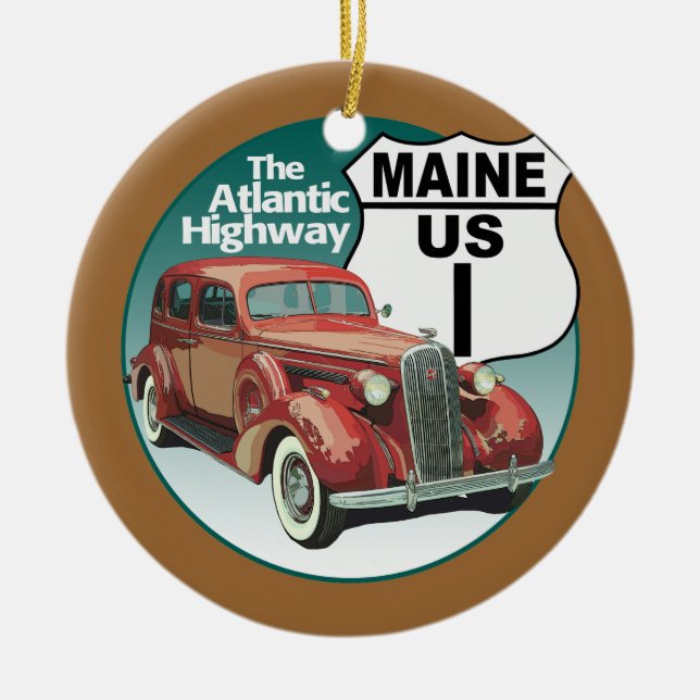 Maine US Route 1 - Atlantische Autobahn Keramikornament (Vorne)