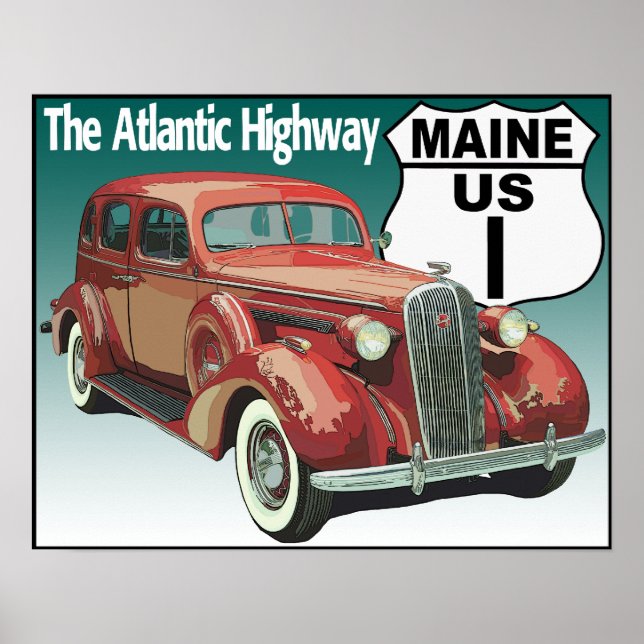 Maine US Route 1 - Atlantische Autobahn Poster (Vorne)