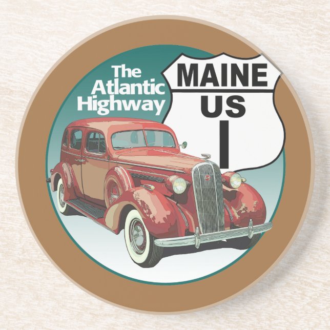Maine US Route 1 - Atlantische Autobahn Untersetzer (Vorne)