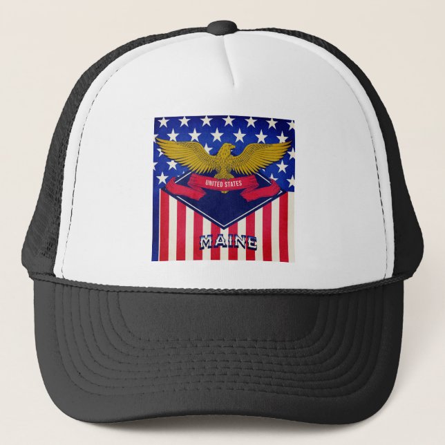 Maine USA Flag Truckerkappe (Vorderseite)