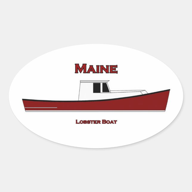 Maine USA Lobster Boat Logo Ovaler Aufkleber (Vorderseite)