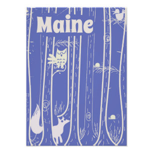 Maine USA Wald vintage Reiseposter Fotodruck