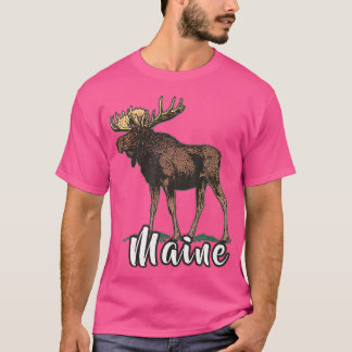 Maine Vacation Woodland Wildlife Elche Camping Hik T-Shirt