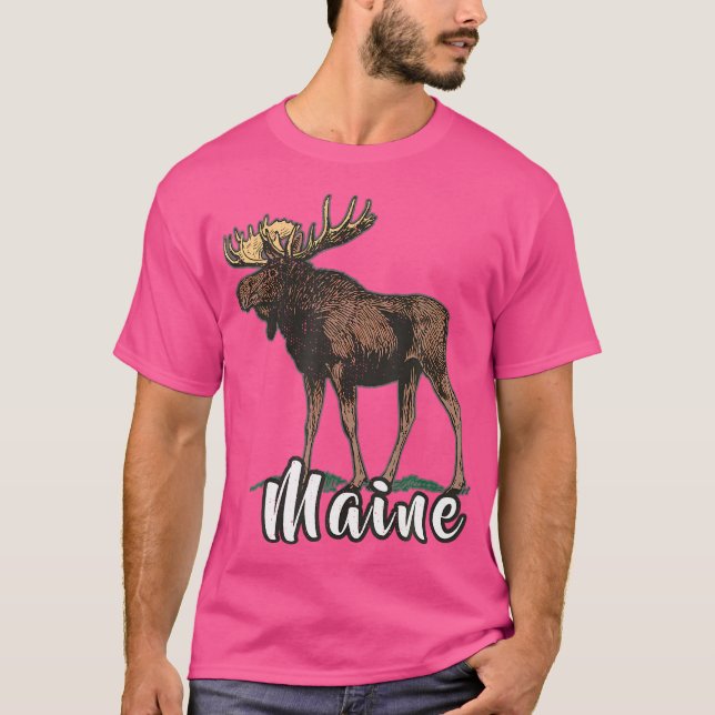 Maine Vacation Woodland Wildlife Elche Camping Hik T-Shirt (Vorderseite)