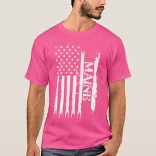 Maine Vereinigte Staaten Distressed mit US-Flagge T-Shirt
