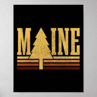 Maine Vintage Baum State Pride Camping Wandern Mai Poster