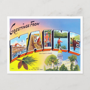 Maine Vintage Postkarte mit großen Buchstaben
