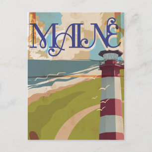Maine Vintage-Reiseposter Postkarte