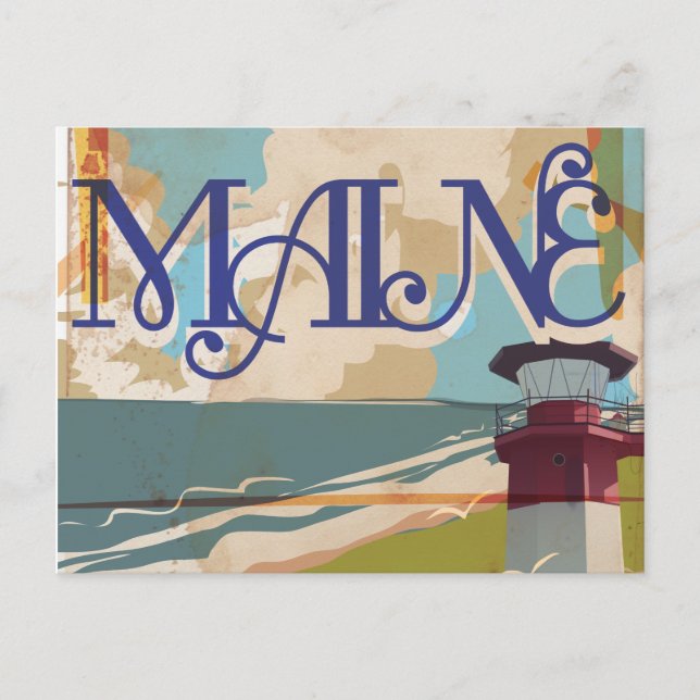 Maine Vintage Travel Poster Postkarte (Vorderseite)