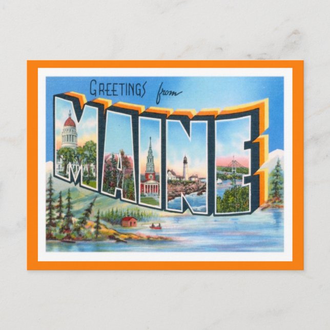Maine Vintage Travel Postkarte (Vorderseite)
