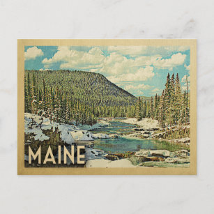 Maine Vintage Travel Snowy Winter Nature Postkarte