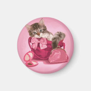 Maine-Waschbär in der rosa Handtasche Magnet