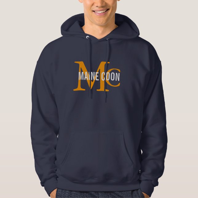 Maine-Waschbär-Katzen-Zucht-Monogramm Hoodie (Vorderseite)