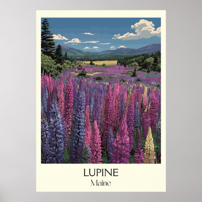 Maine Wild Lupine Blume Landschaftsarchitektur Poster (Vorne)