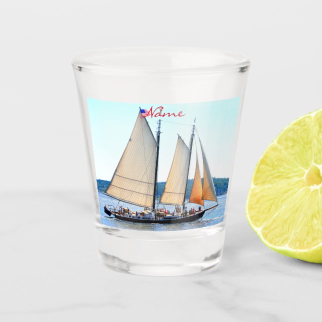 Maine Windjammer Sailing Thunder_Cove Schnapsglas (Vorderseite)