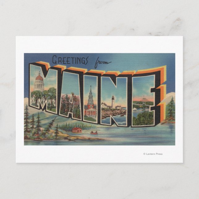 Maine (Winter)Großbuchstaben Szenen Postkarte (Vorderseite)
