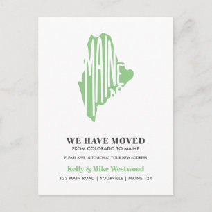 MAINE Wir haben neue Adresse Neue Zuhause verschob Postkarte