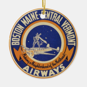 Maine-Zentrales Vermont Fluglinien-Logo Bostons Keramikornament