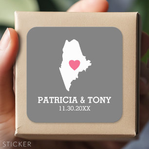 Maine Zuhause Staat Liebe mit benutzerdefiniertem  Quadratischer Aufkleber