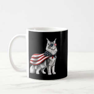Mainecoon Katze 4. Juli Amerikanische Flagge Patri Kaffeetasse