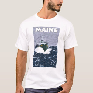MaineCrab Fischerboot-Szene T-Shirt