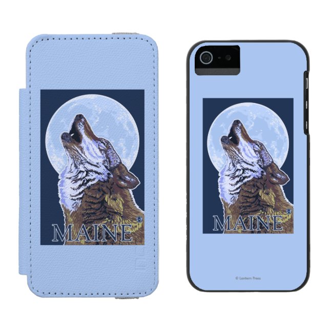 MaineHowling Wolf Incipio iPhone Geldbeutel-Hülle (Seite an Seite)