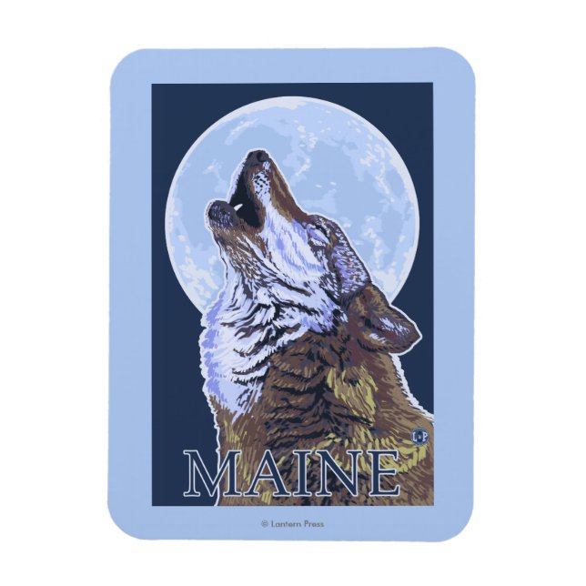 MaineHowling Wolf Magnet (Vertikal)