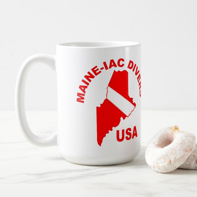 Maineiac Divers Classic Logo 15oz Tasse (Mit Donut)
