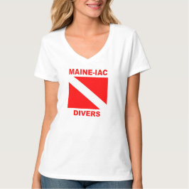 Maineiac Divers Div-Flag Logo Womens V Nacken T-Sh T-Shirt