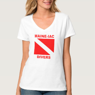 Maineiac Divers Div-Flag Logo Womens V Nacken T-Sh T-Shirt