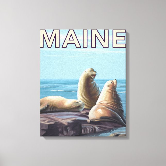 MaineSea Lions Szene Leinwanddruck (Vorderseite)