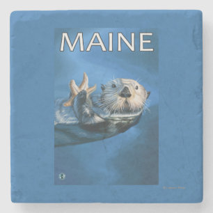 MaineSea Otter-Szene Steinuntersetzer