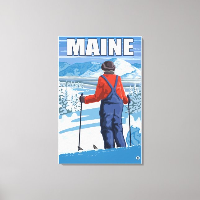 MaineSkier Admiring View Leinwanddruck (Vorderseite)