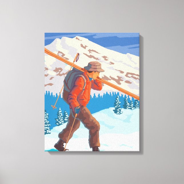 MaineSkier Carry Skis Leinwanddruck (Vorderseite)