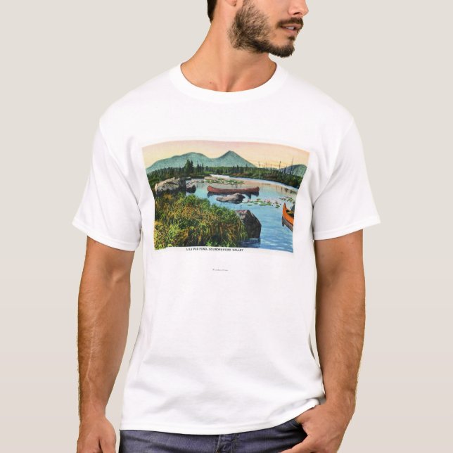MaineSourdnahunk Tal-Lilien-Auflage-Teich-Szene T-Shirt (Vorderseite)