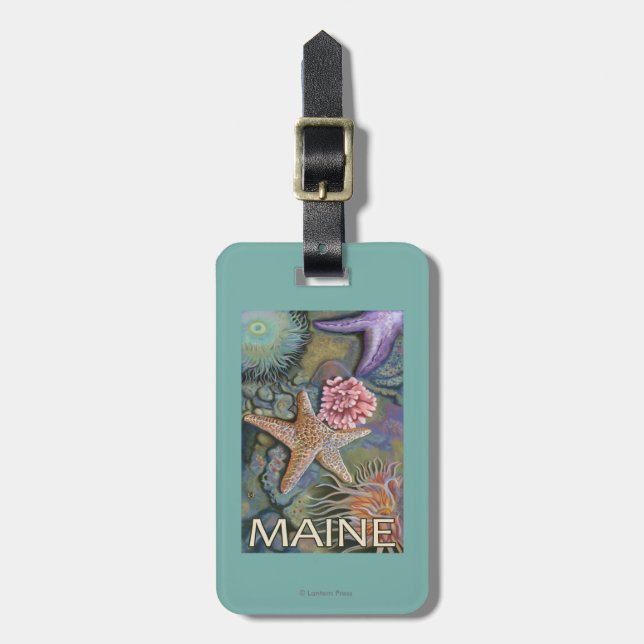 MaineTidepool Szene Gepäckanhänger (Vorderseite vertikal)
