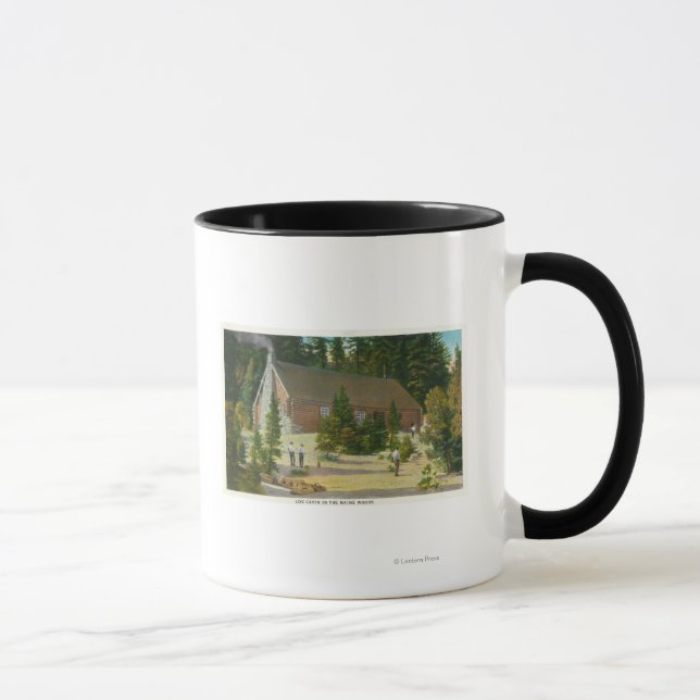 MaineView einer Blockhütte im Maine-Wald Tasse (Rechts)