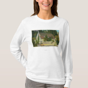 MaineView eines Blockhauses im Maine-Holz T-Shirt